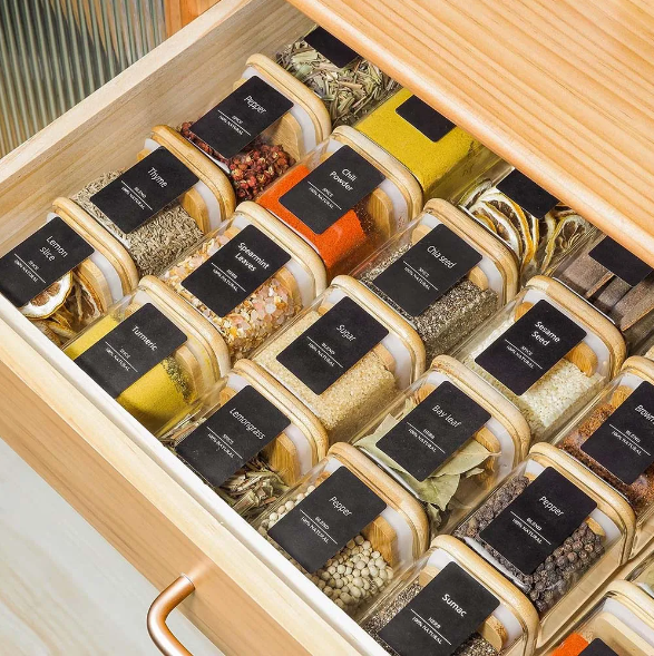 KIT 15 Potes Organiza Gourmet™ + Gravação a Laser (PERSONALIZADA) + Bandeja | Só até 23:59!