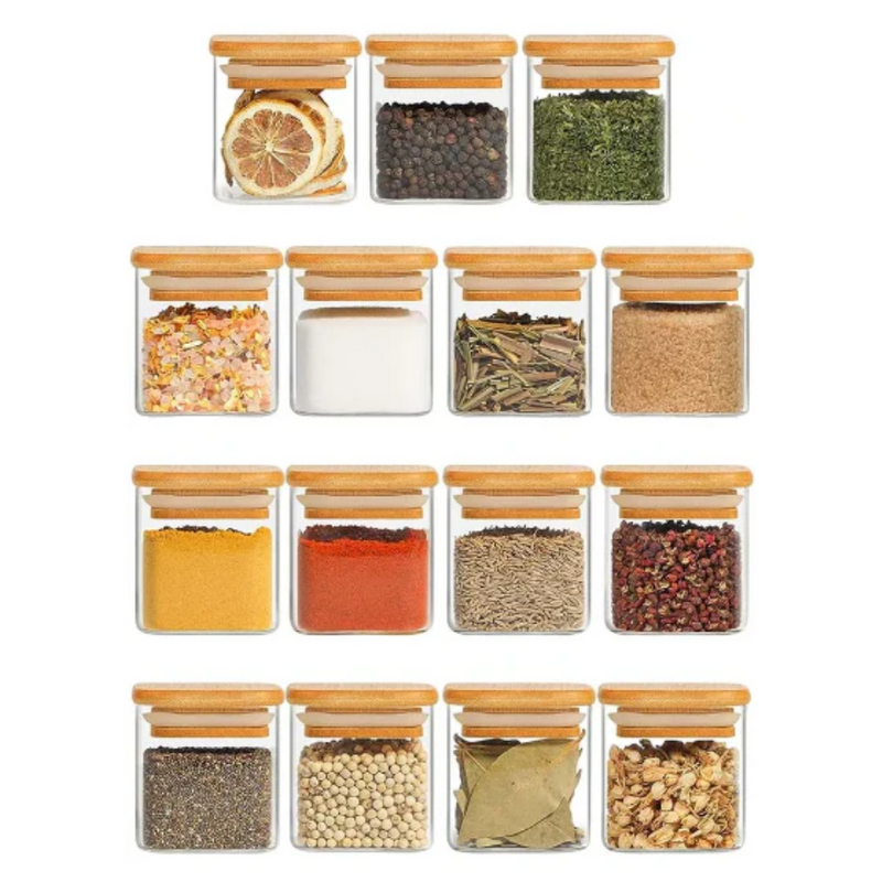 KIT 15 Potes Organiza Gourmet™ + Gravação a Laser (PERSONALIZADA) + Bandeja | Só até 23:59!
